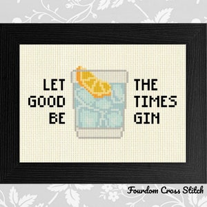 Gin Kreuzstichmuster: Lustige moderne DIY Stickerei
