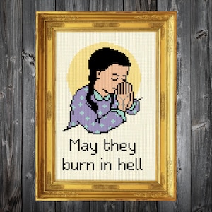 Funny &#39;May They Burn&#39; Cross Stitch Pattern (Instant Download)