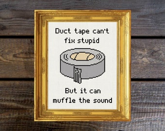Funny Duct Tape Cross Stitch Pattern: Sarcastic Embroidery (PDF Pattern)
