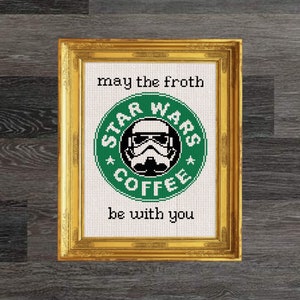 Star Wars Coffee - Cross Stitch Pattern Instant Download [Cross Stitch, Needlepoint, Embroidery, Cross Pattern, Sewing]