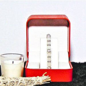 White Czech Glass Beaded Bracelet With silver Accents
