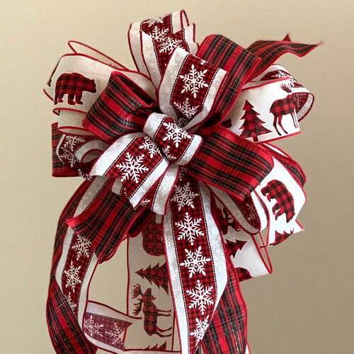 Buffalo Plaid Christmas Tree Topper Tree Topper Bow Etsy