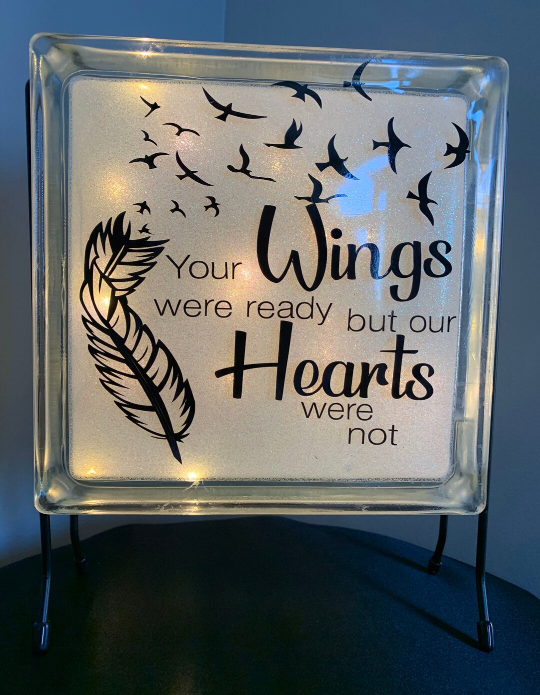 Memorial Lighted Glass Block Memory Decor Lighted Glass Etsy