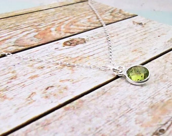 Peridot Necklace in Sterling Silver, August Birthday Gift, Wedding Jewellery, Dainty Necklace, Birthday Gift, Gift For Her, Gift For Wife