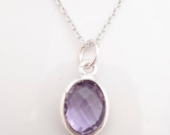 Sterling Silver Amethyst Pendant Necklace, February Birthday, Gift For Her, Birthstone Jewellery, Birthday Gift For Her, Christmas Gift