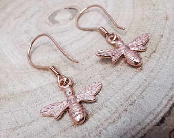 Bumble Bee Earrings in Rose Gold, Bee Jewellery, Honey Bee Jewellery, Girl Gift, Birthday Gift Idea, Friend Gift, Gift For Mum