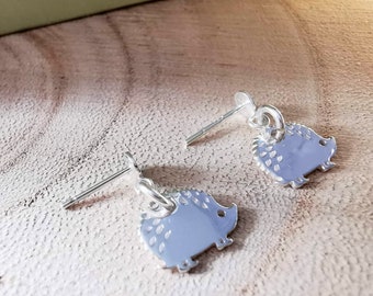 Sterling Silver Hedgehog Stud Earrings: Detailed Animal Jewelry