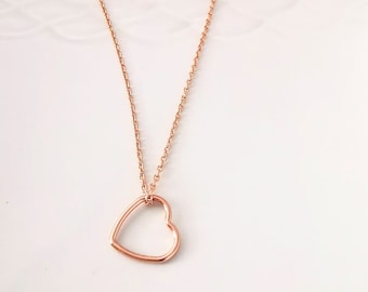 Rose Gold Vermeil Diamond Cut Heart Necklace, Everyday Jewellery, Heart Jewellery, Girlfriend Necklace, Child Jewellery, Gift For Her