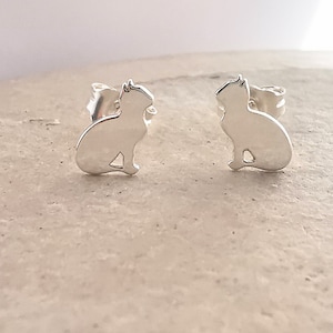 Cat Stud Earrings in Sterling Silver- Gift For Her, Cat Lover Gift, Cat Jewellery, Gift For Friend, Gift For Child, Gift For Daughter