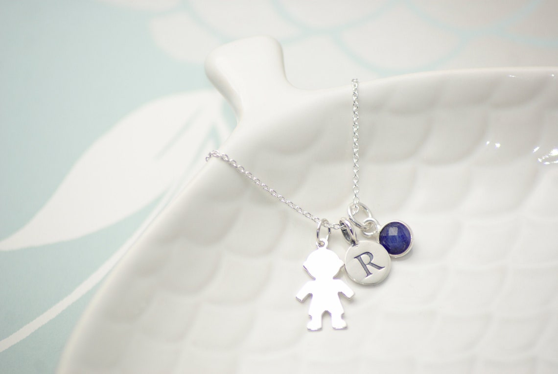 925 Silver Personalised Baby Boy Necklace Initial Necklace Etsy