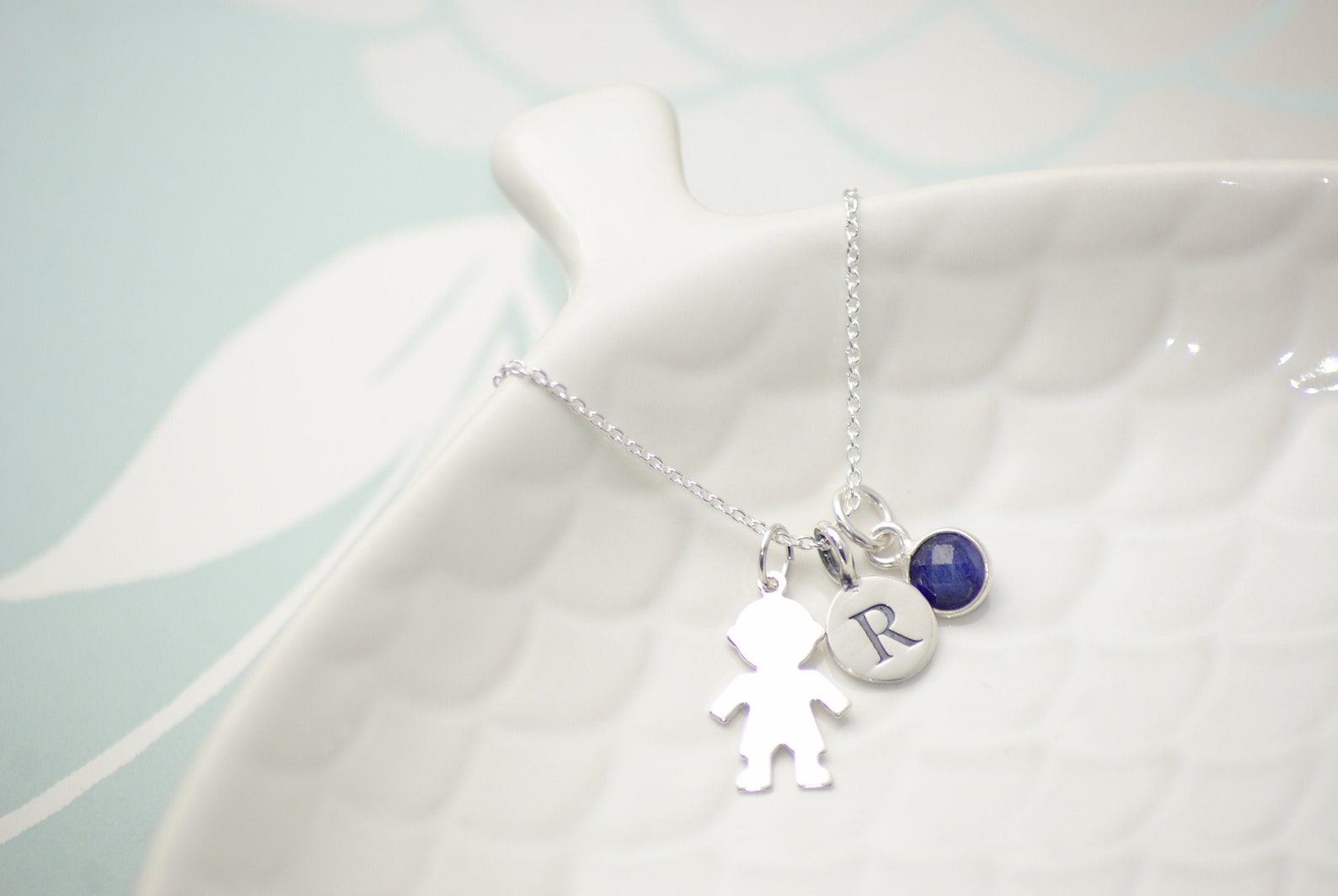 925 Silver Personalised Baby Boy Necklace Initial Necklace Etsy