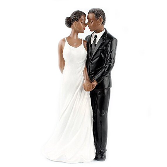 Wedding Cake Topper Resin African American Couple Figurine Etsy
