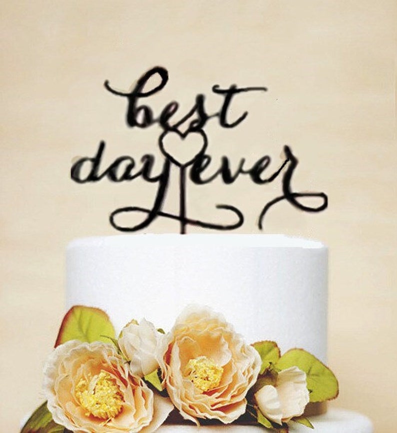 Black Style best day ever acrylic wedding cake topper wedding cake decorations Engagement cake toppers with free shipping