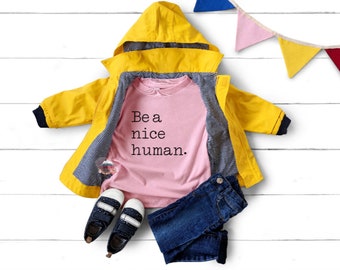 Kids PINK SHIRT DAY / Be a Nice Human / Infant Toddler Youth Tshirts / Anti-bullying/ Be Kind / Kindness