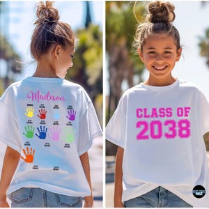 Empreinte de main pour la classe de maternelle 2038 / T-shirt pour l'obtention du diplôme pour enfants / T-shirts pour la rentrée scolaire pour enfants / Souvenir / École / Maternelle