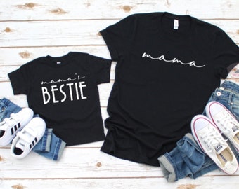 Mama and Mama's Bestie colored Tshirt Set / Mommy and me matching set