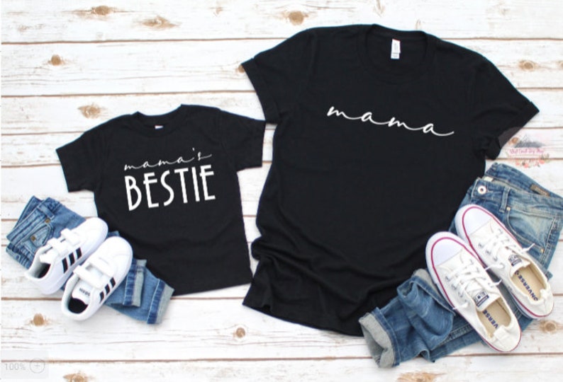 Mama and Mama/'s Bestie colored Tshirt Set  Mommy and me matching set