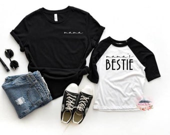 MAMA and Mama's BESTIE MATCHING Tshirt Set / Mommy and Me / crewneck and raglan/mother's day / mom/me/ mother daughter son