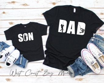 FISHING DAD and SON Matching Black Tshirt Set / Father and Son / Daddy and me/dad son/angling/outdoors/father's day