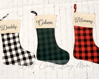 CHRISTMAS STOCKINGS PERSONALIZED / Buffalo Plaid Personalized Christmas Stockings / Christmas Stocking / Christmas