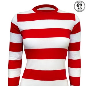 Women s Long Sleeve Red White Striped Shirt Etsy