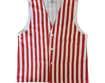 Adults Red & White Striped Costume Vest