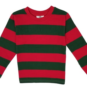 Women Red & Green Nightmare on the Street Striped T-Shirt Costume Freddy Krueger