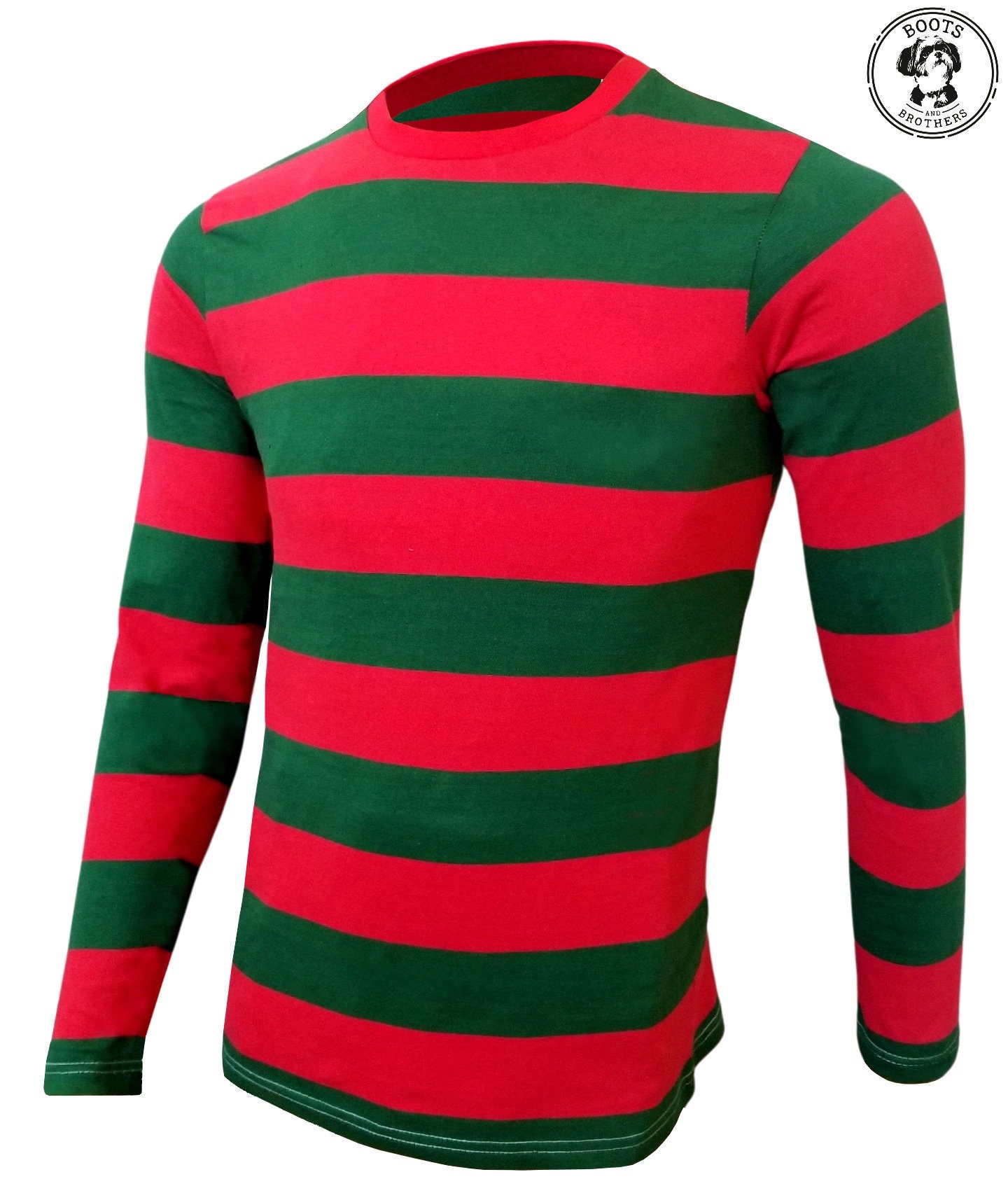 freddy krueger dress shirt Mens Red & Green Nightmare on the Street Striped T-Shirt Costume Freddy Krueger