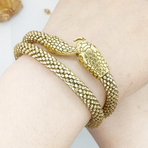 Double Gold Wrap Bracelet, Gold Snake Bracelet for Women, Ouroboros Gold  Bracelet, Handmade Jewelry Bracelet Gold