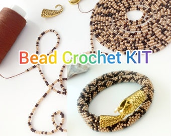 Bead Crochet Rope Bracelet Kit, Beaded Crochet Snake Kit Necklace, Craft Kit for Adults, long Rope Beadweaving Crafter Gift