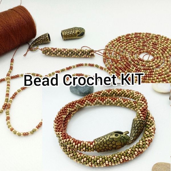 DIY KIT bead crochet snake necklace, Jewelry making kits for beginners, Quarantine Craft Gift, Bead crochet kit for adults