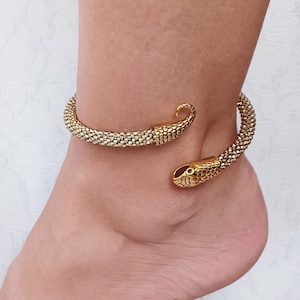 ユニークでトレンディなゴールドスネークアンクルカフ、厚手のフットブレスレット
