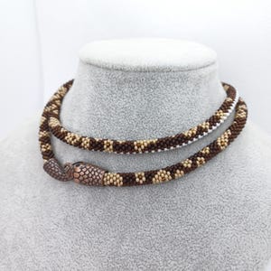 Ball Python Snake Necklace – Beaded Ouroboros Choker – Handmade Serpent Jewelry – Reptile Lover Gift