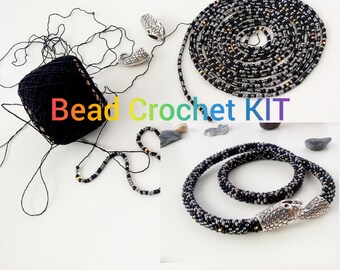 Kit de collier au crochet de perles « Serpent », KIT de bricolage pour adultes, Kit de fabrication de bracelets pour adultes, Kit pour artisans pour fabriquer un collier ou un bracelet de perles