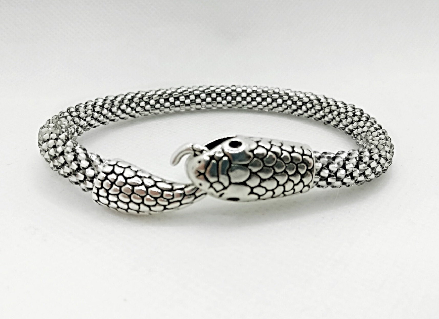 Bracciale Girocollo Serpente Donna Argento - Metallo Lucido Con Cristalli - Moda