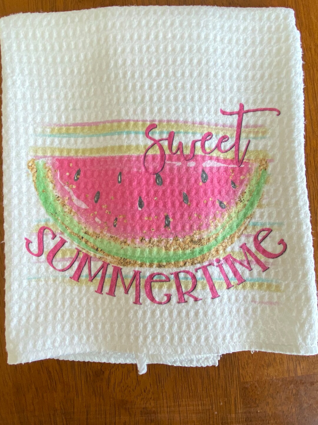 Sweet Summertime Watermelon Kitchen Towel, Watermelon Towel, Summertime
