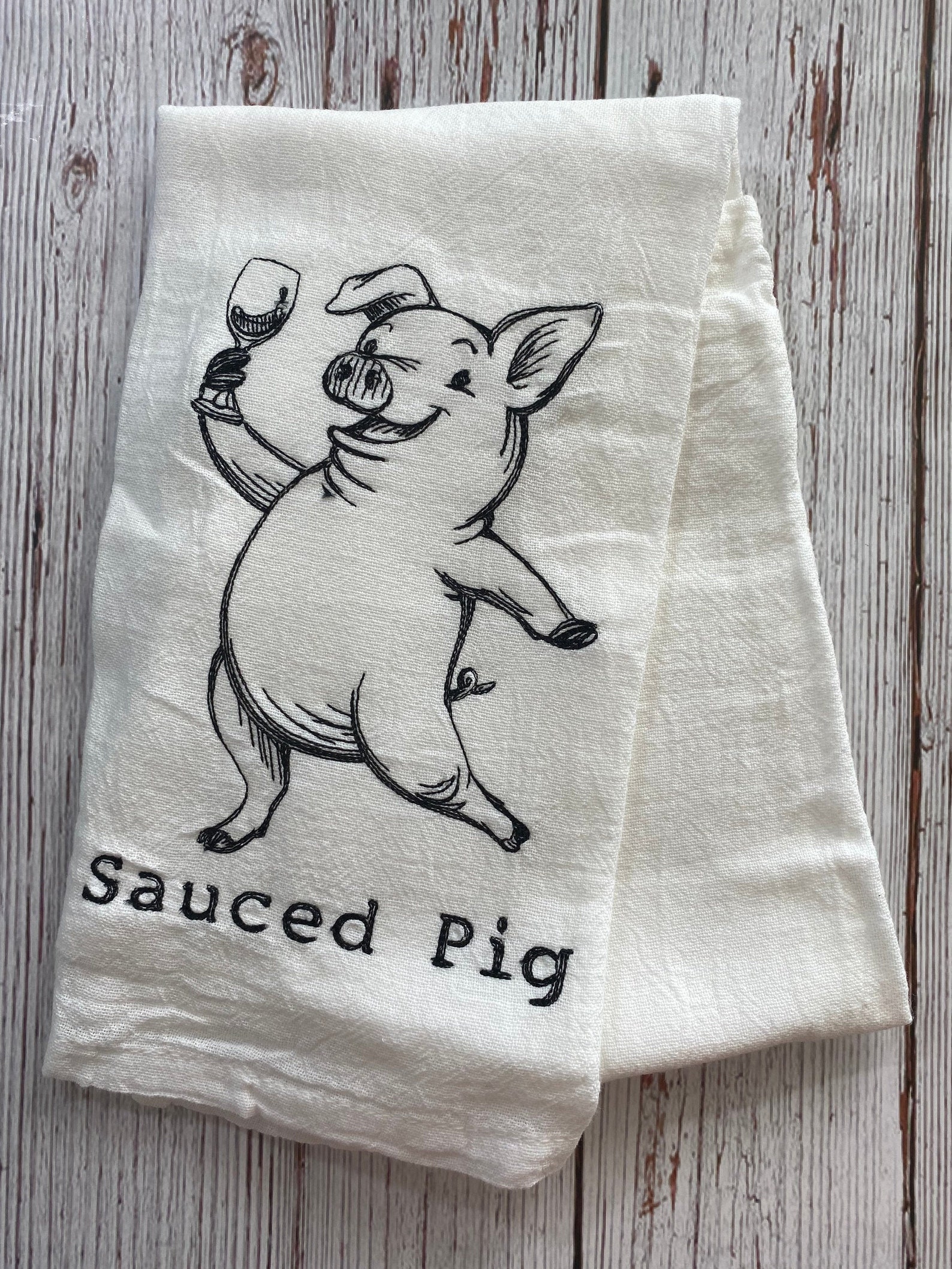 Sauced Pig Kitchen Towel Flour Sack Humorous Foodie Gift Etsy