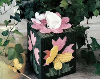 Butterfly Tissue Box Cover & Plant Poke Plastic Canvas Pattern