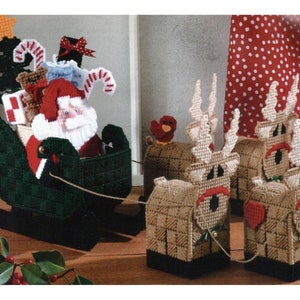 Santa Sleigh & Reindeer Plastic Canvas Pattern