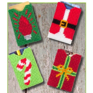 Gift Card Holders Plastic Canvas Pattern, Candy Cane, Light, Gift, Santa
