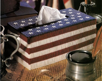 Stars & Stripes Tissue Box Cover Plastic Canvas Pattern,