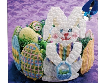 Easter Bunny & Colored Eggs Basket Plastic Canvas Pattern