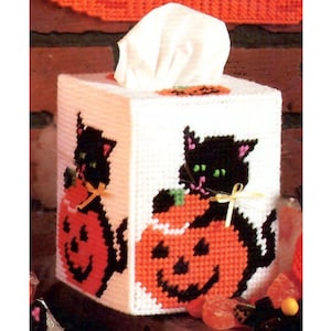 Halloween Cat Tissue Box Cover Plastic Canvas Pattern - Etsy