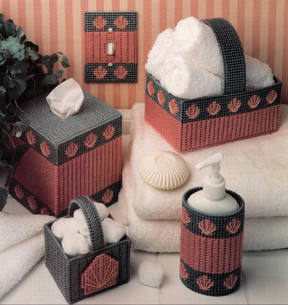 Fish Bath Set Plastic Canvas Pattern for Towel Holder and Soap Cover