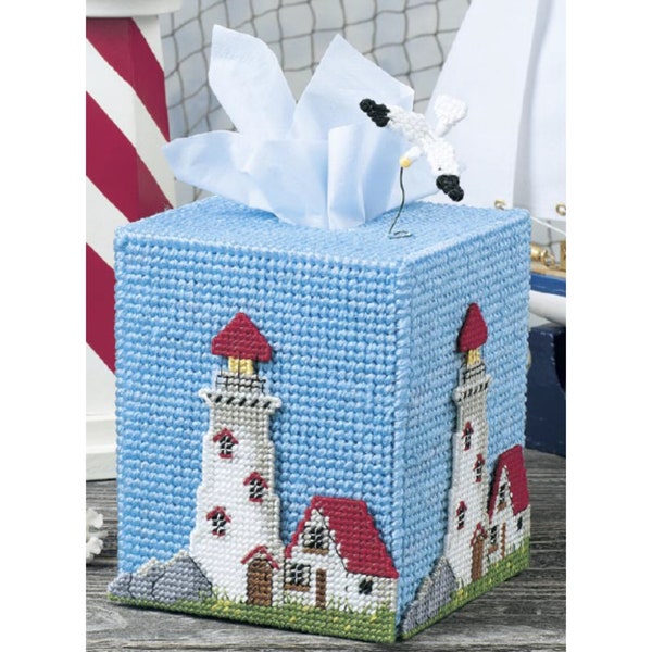 Lighthouse Tissue Box Cover Plastic Canvas Pattern