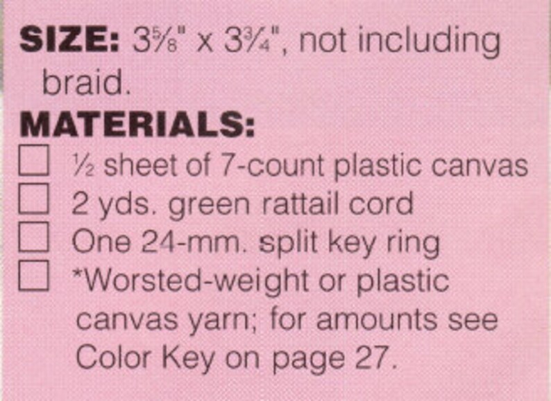 Rose Keychain Plastic Canvas Pattern Mother/'s Day Key Ring
