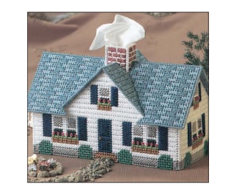 Window Box Cottage Tissue Box Cover Plastic Canvas Pattern