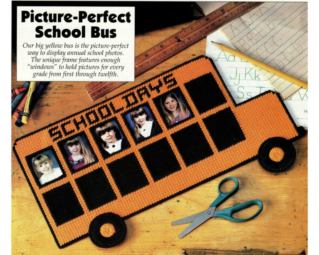School Bus Picture Frame Plastic Canvas Pattern Etsy