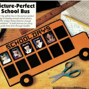 School Bus Picture Frame Plastic Canvas Pattern