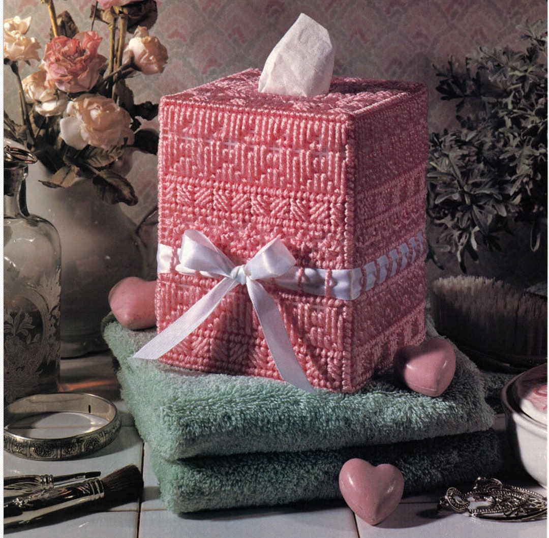 Pink Ribbon Tissue Pink Hearts & White Ribbon Tissue Box Cover Plastic Canvas Pattern - Etsy